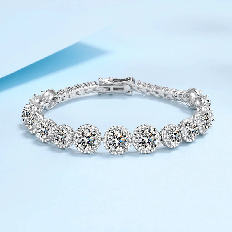 Bracelet Étoilé pour Femme en Argent Sterling 925 avec Moissanite Incrustée, Brillance Éclatante, Bijou Féminin