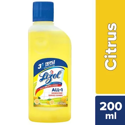 Lizol Disinfectant Surface & Floor Cleaner Liquid - Citrus - 200 ml