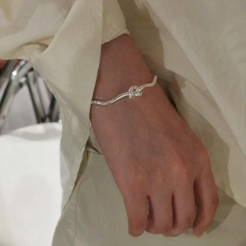 Title 6, Bracelet Noué en Argent S925 avec Motif de Pers...