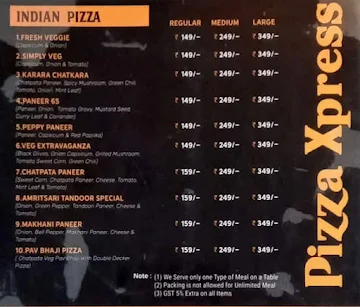 Pizza Xpress menu 