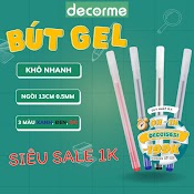 Bút Gel Decorme Viết Nhanh Khô Ngòi 0.5Mm 3 Màu Đen Xanh Đỏ Viết Trơn Mực Đều Nét Chữ Đẹp Có Thể Thay Ngòi Gel Kim 13Cm