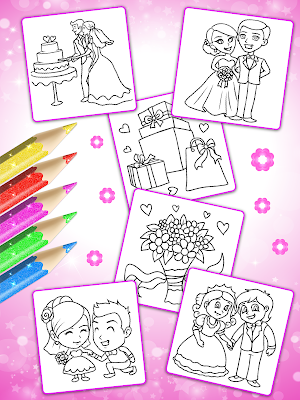Glitter Bride and Groom Coloring Pages For Kids screenshot 18