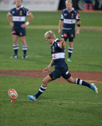 Jaco van der Walt of the Lions converts a penalty kick during the Absa Currie Cup match between Xerox Golden Lions and Vodacom Blue Bulls at Ellis Park on August 09, 2014 in Johannesburg, South Africa.