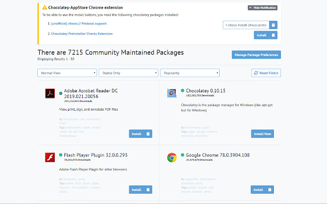 Chocolatey Appstore chrome extension