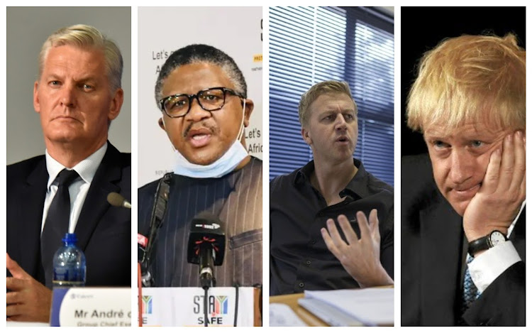 André de Ruyter, Fikile Mbalula, Gareth Cliff and Boris Johnson.