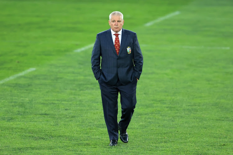 British and Irish Lions head coach Warren Gatland looks on prior to the match at Emirates Airline Park in Johannesburg on July 03, 2021.