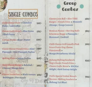 Patil Juice Centre menu 