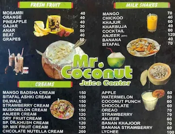 Mr Coconut Juice Center menu 