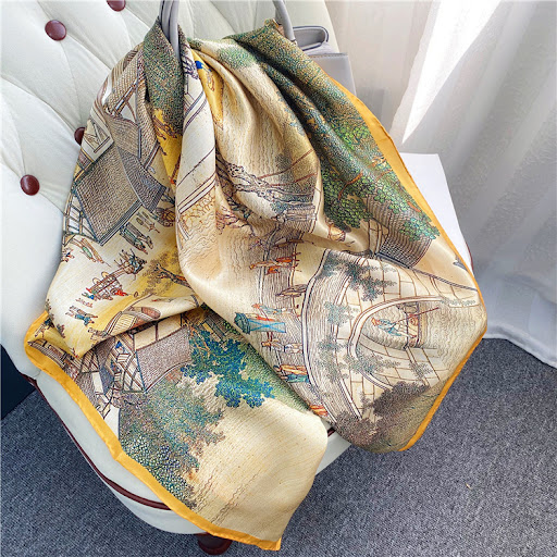Title 3, Silk Scarf Large Square Scarf Women Shawl