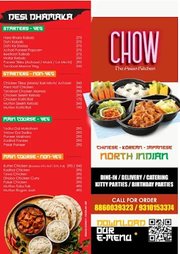 Chow The Asian Kitchen menu 