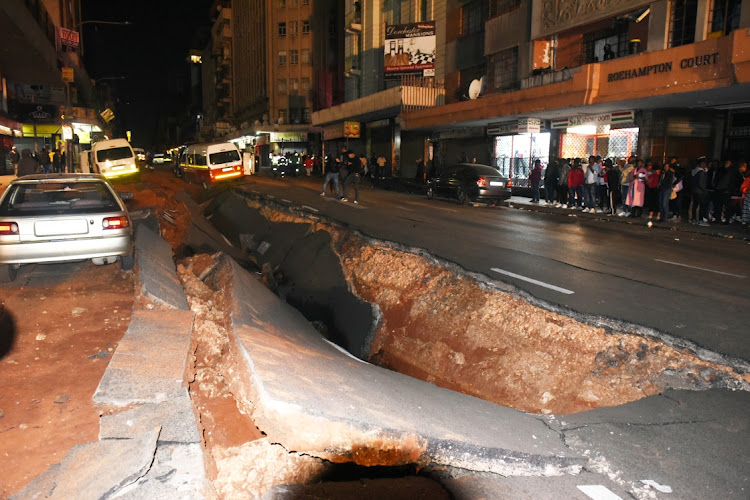 Extensive damage was caused by the suspected gas explosion on Bree Street in Johannesburg.