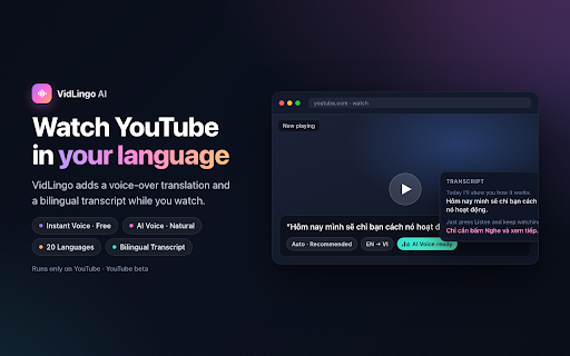 VidLingo AI - YouTube Translator & Voice Dubbing screenshot 1