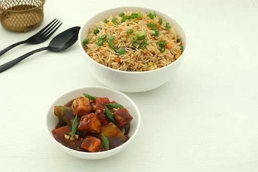 Burnt Garlic Fried Rice With Devils Paneer Gravy