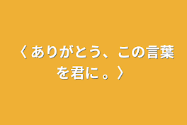 〈 ありがとう、この言葉を君に 。〉