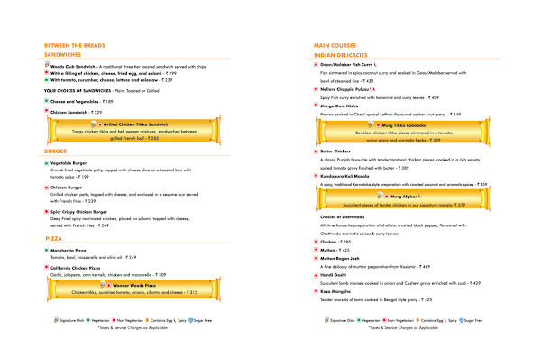 Woods @ Wonderla Resort menu 