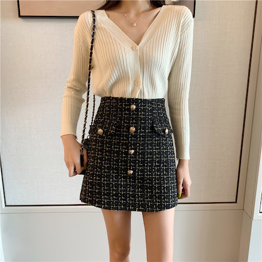 Title 15, Womens Plaid A-Line High Waist Tweed Skirt for...
