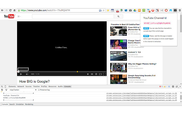 YouTube ChannelId Extractor chrome extension