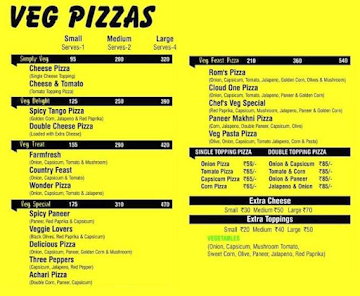 Roms Pizza menu 