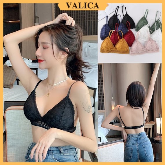 Áo Bra Ren Sexy Nữ 2 Dây - Áo Ngực Nữ Mút Mỏng Mặc Thoải Mái Cài Sau Valica B7156