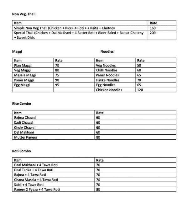 N.S. Food Point menu 