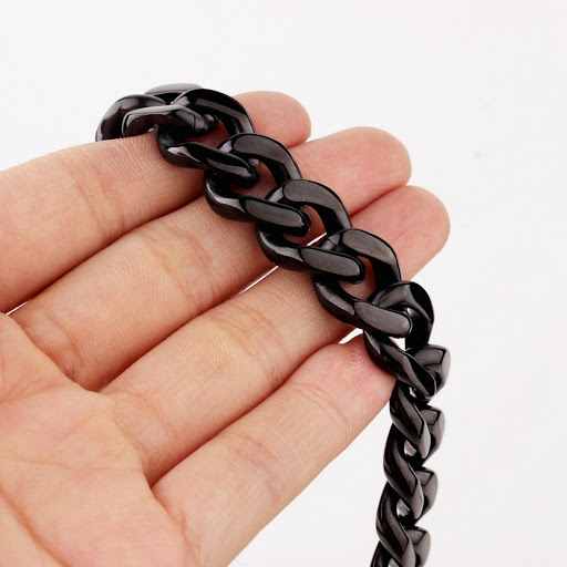 Title 2, Bracelet noir pour hommes en acier en titane