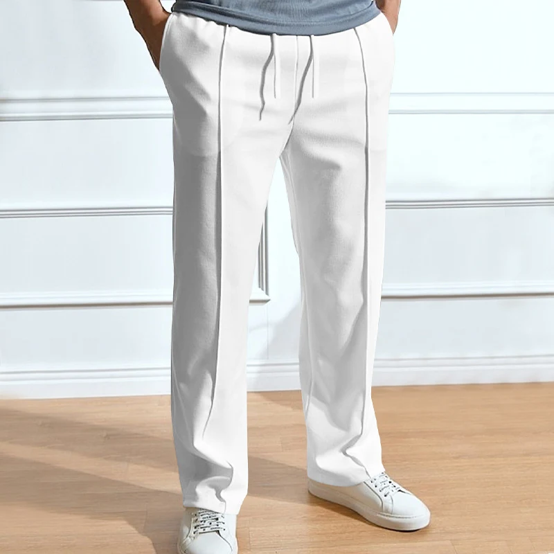 Casual broeken los, strak touw, rechte pijpen, op voorraad. Comfortabele broek voor dagelijks gebruik. Bestel nu!