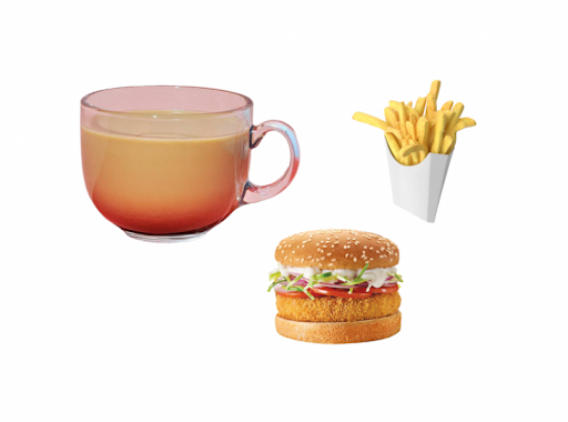 Tea (Tea + Veg Burger + French Fries)
