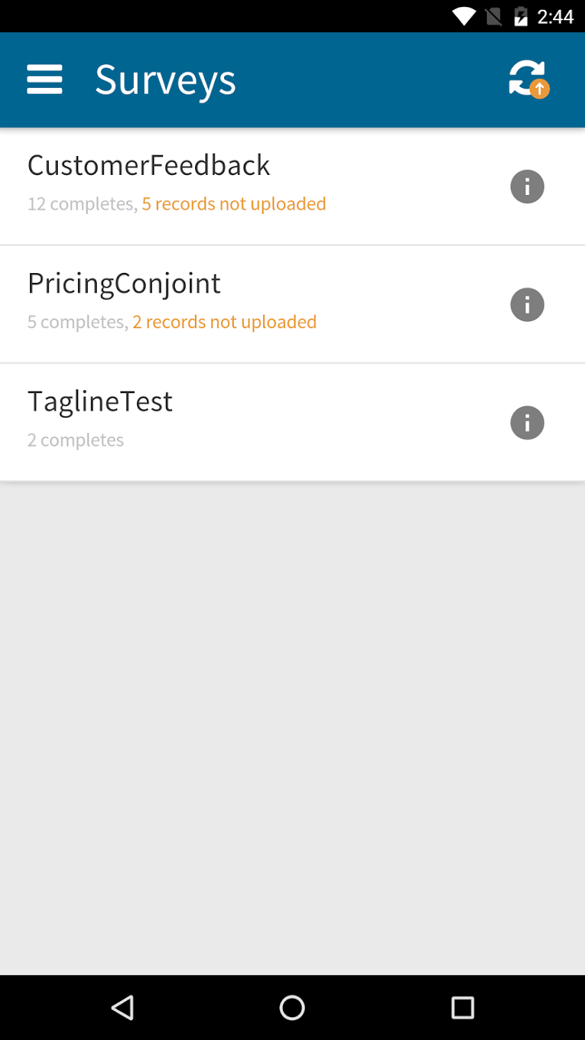 Offline Surveys Screen 1