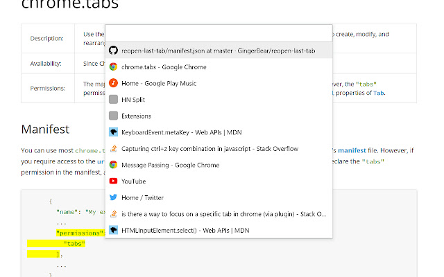 spotlight-tab chrome extension