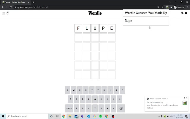 Made Up Wordle chrome extension