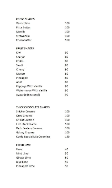 Kettle Cafe menu 