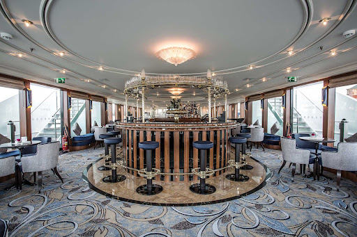 A look at the main lounge and bar aboard Tauck’s ms Esprit. 