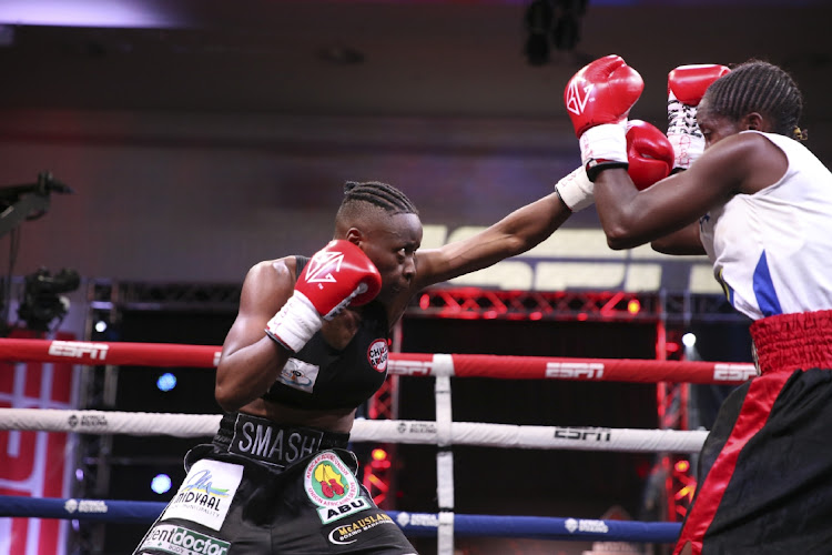 ABU flyweight champ Smangele Hadebe, left, will fight Tanzanian Jesca Mfinanga on Saturday.