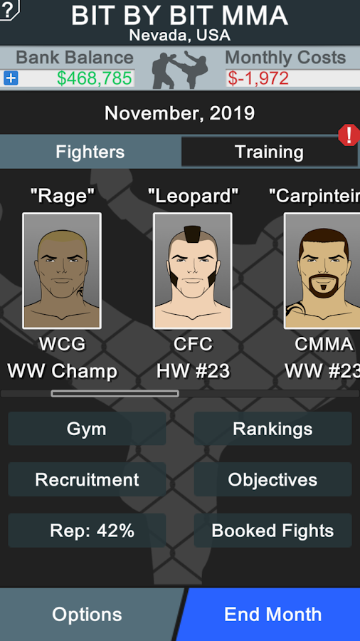   MMA Manager: captura de tela 