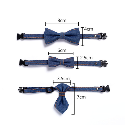 Pet Denim Bow Tie Cat Dog Collar Adjustable Neck Tie Collar Rabbit Bell Bow Tie Denim Bow Pet Accessories for Cat Kitten
