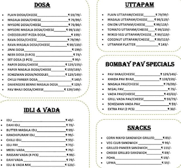 Uttapam - Flavours Of South menu 