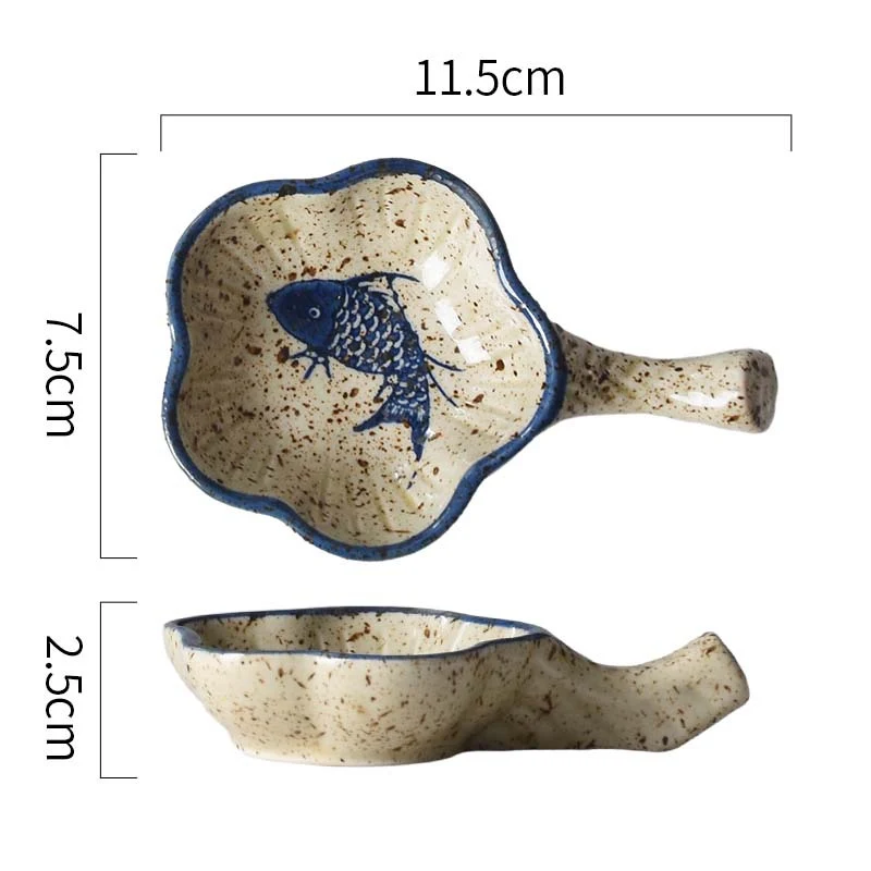 Hand Painted Ceramic Seasoning Dish with Handle. Perfect for serving sauces, spices, dips, and small snacks in a stylish