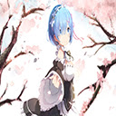Re:Zero with Rem and Cherry Blossom Trees Chrome extension download