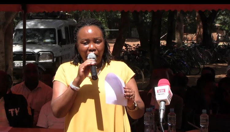Mwea MP Mary Maingi speaking on Wednesday.