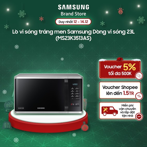 [Mã Elmall6 Giảm 6% Đơn 300K] Lò Vi Sóng Tráng Men Samsung Dòng Vi Sóng 23L (Ms23K3513As)