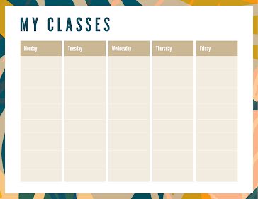 My Classes Weekly - Weekly Planner template