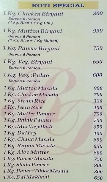 Ravindar Da Dhaba menu 