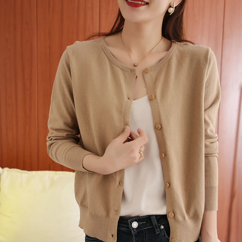 Damski okrągły szyję wełniany wełniany sweter Top Sweater