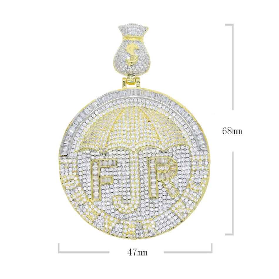 Collier tendance homme avec pendentif lettre FR Hip Hop parapluie, un accessoire unique pour un style urbain et branché.