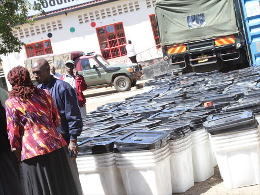 Ballot materials at Baringo County headquarters in Kabarnet town before Jubilee primaries were cancelled on Friday, April 21, 2017. /JOSEPH KANGOGO