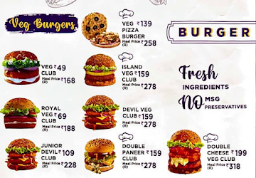 The Burger Club menu 