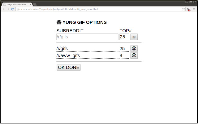 Yung GIF chrome extension