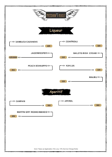 Freedom Roost menu 