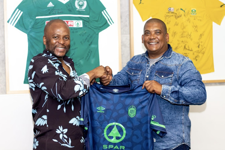 Amazulu chairman Sandile Zungu with interim coach Brandon Truter.