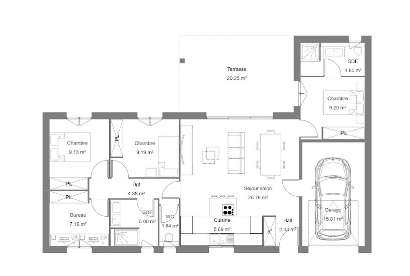  Vente Terrain + Maison - Terrain : 550m² - Maison : 85m² à Pontonx-sur-l'Adour (40465) 